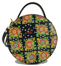 Load image into Gallery viewer, Tamburello model bag 2024 black Caltagirone flower
