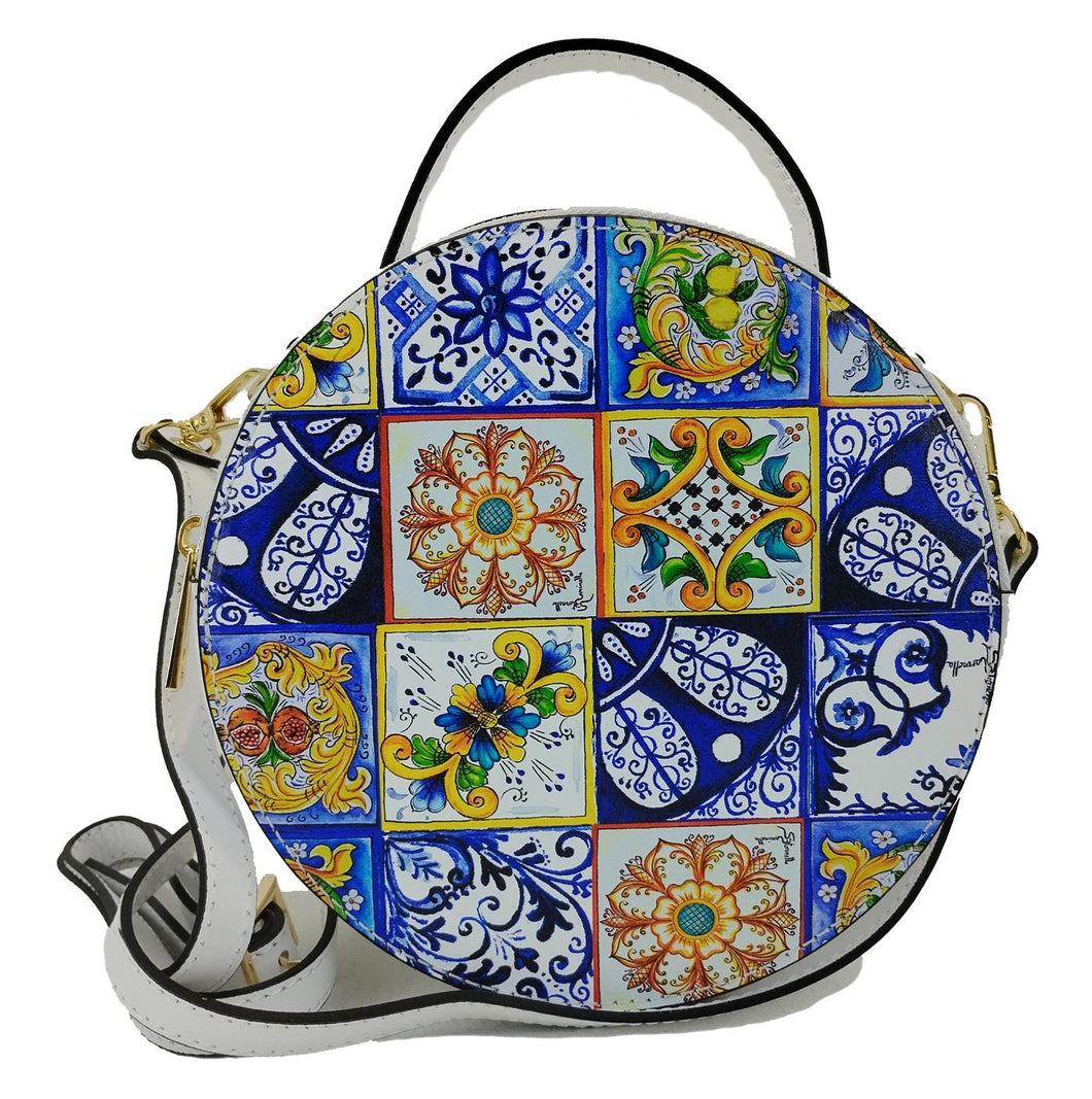 Tamburello model bag 2024 Caltagirone tiles