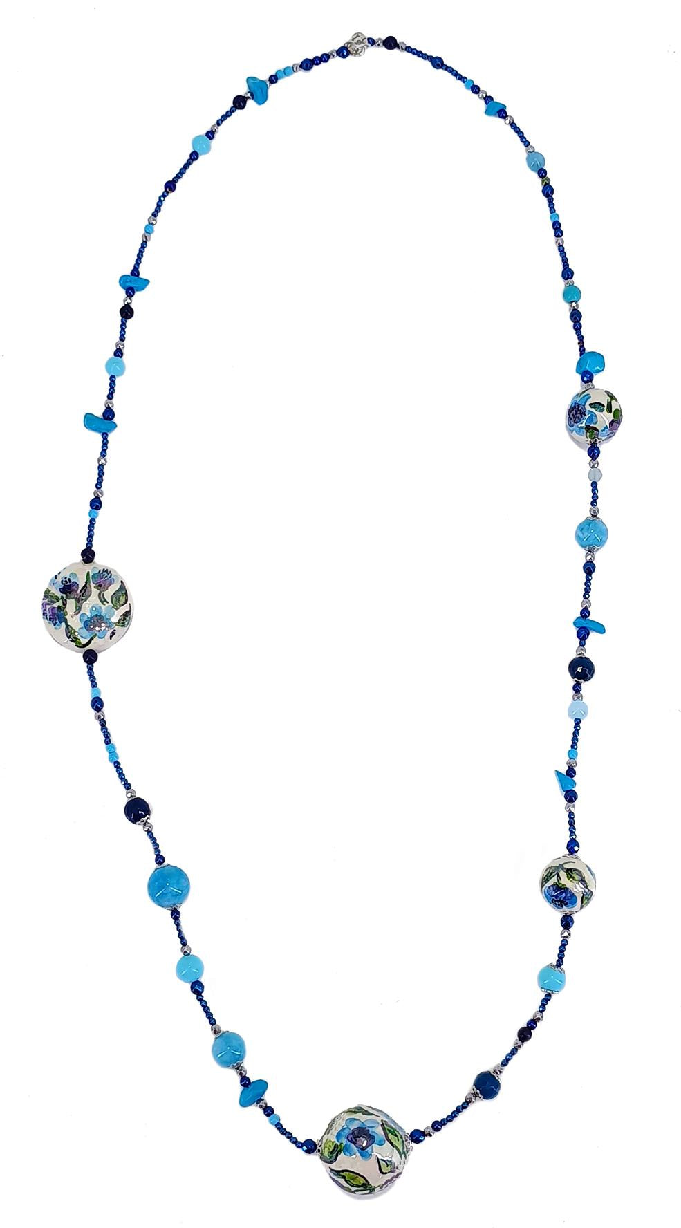 Long necklace with tiles (green)
