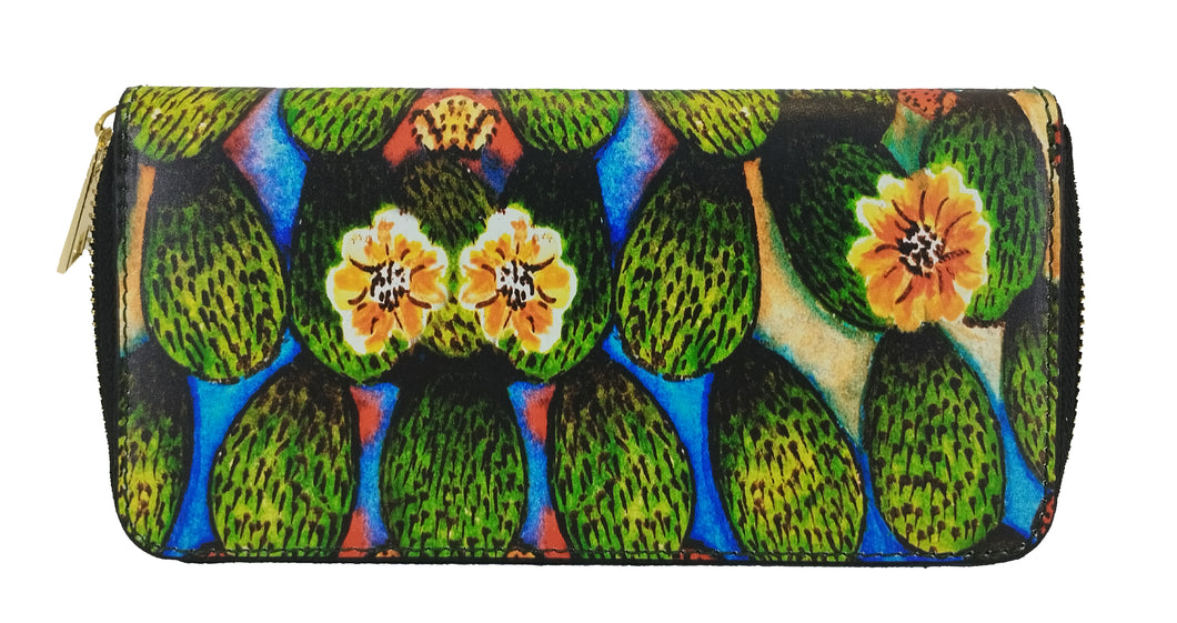 Large blue prickly pear wallet