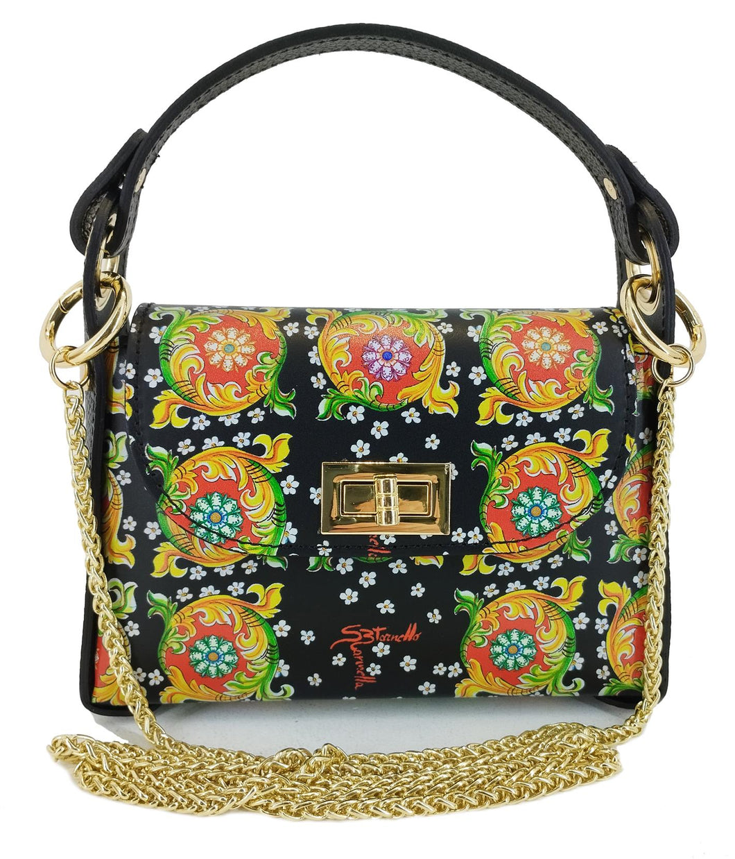 Black Caltagirone Flower phone holder model bag