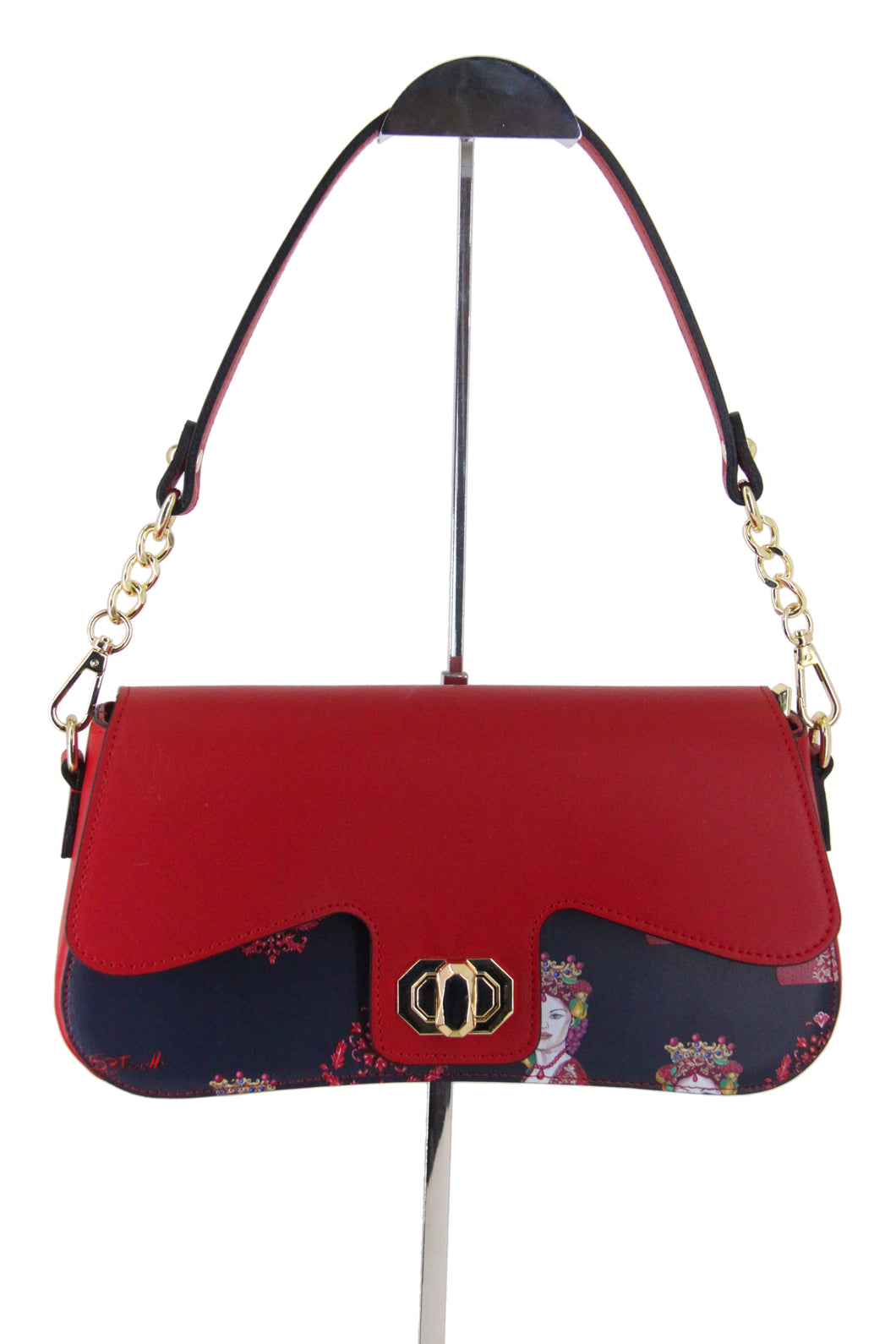 Red queen flap clutch bag