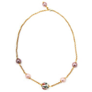 Choker necklance with pink floreal design