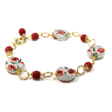 Load image into Gallery viewer, Bracelet with poppies and coral
