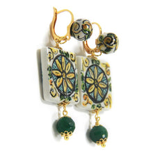 Load image into Gallery viewer, EARRINGS GREEN TILE
