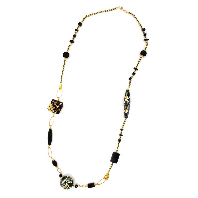 Long necklace Caltagirone design (black)