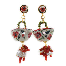 Load image into Gallery viewer, COFFA POPPIES EARRINGS WITH CORAL
