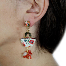 Load image into Gallery viewer, COFFA POPPIES EARRINGS WITH CORAL
