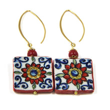 Load image into Gallery viewer, EARRINGS CALTAGIRONE TILE WITH CORAL
