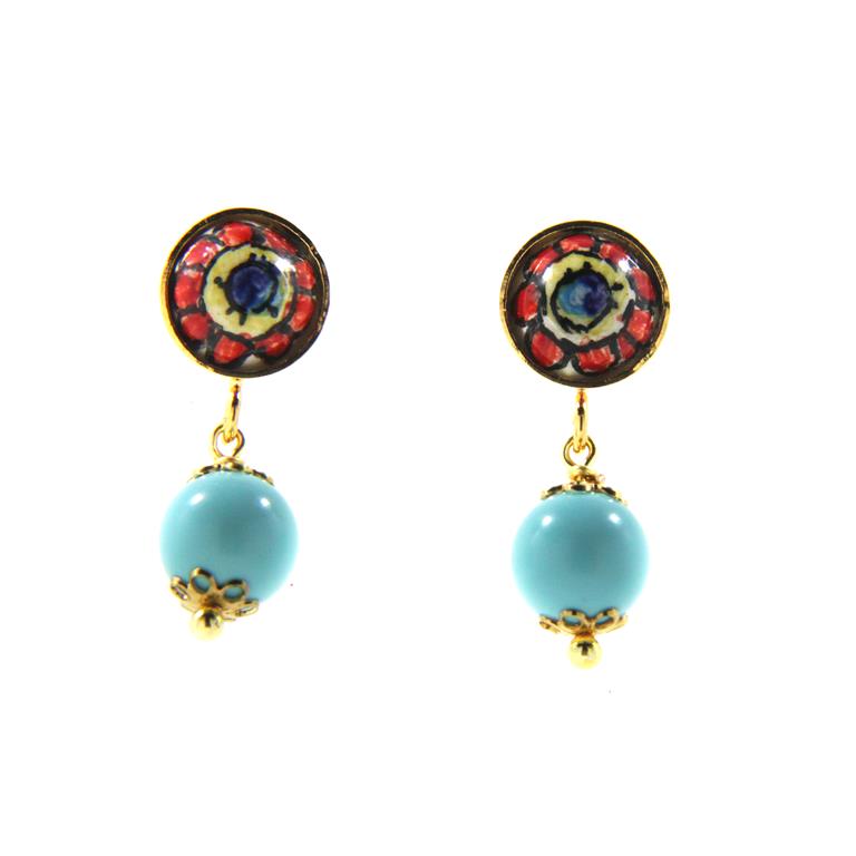FLOWER EARRINGS WITH TURQUOISE