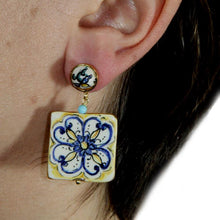 Load image into Gallery viewer, BLUE TILE EARRINGS

