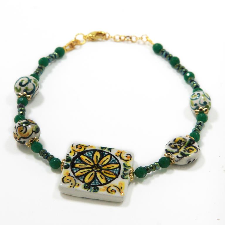Bracelet with green tiles