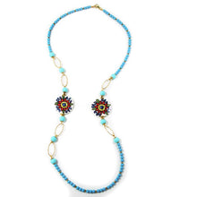 Load image into Gallery viewer, LONG NECKLACE WITH TURQUOISE TILES
