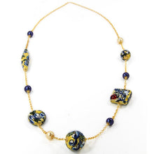 Load image into Gallery viewer, LONG NECKLACE WITH YELLOW&amp;BLUE CURL
