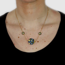 Load image into Gallery viewer, Choker necklace with yellow &amp; blue design
