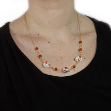 Load image into Gallery viewer, CHOKER NECKLACE WITH POPPIES AND CORAL.
