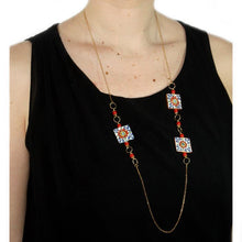 Load image into Gallery viewer, RED CORAL TILE NECKLACE
