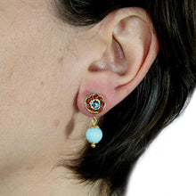 Load image into Gallery viewer, FLOWER EARRINGS WITH TURQUOISE
