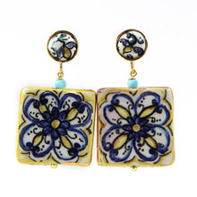 Load image into Gallery viewer, BLUE TILE EARRINGS
