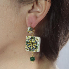 Load image into Gallery viewer, EARRINGS GREEN TILE
