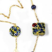 Load image into Gallery viewer, LONG NECKLACE WITH YELLOW&amp;BLUE CURL
