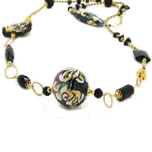 Load image into Gallery viewer, Long necklace Caltagirone design (black)
