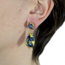 Load image into Gallery viewer, EARRINGS DROP WITH CURL YELLOW&amp;BLUE

