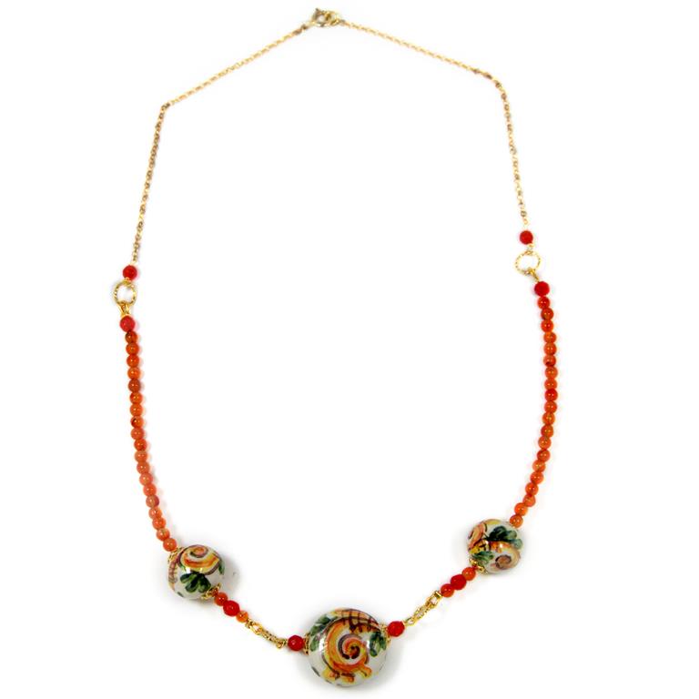 Short necklace Caltagirone design (orange)