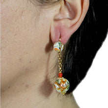 Load image into Gallery viewer, BALL EARRINGS CALTAGIRONE ORANGE DESIGN
