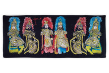 Load image into Gallery viewer, FOUALRD FOR WOMAN WITH SICILIAN PUPPETS (BLACK) IN SILK CHIFFON WITH ARTISTIC PRINTS THAT COME FROM PAINTINGS.

