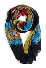 Load image into Gallery viewer, Foulard with Sicilian puppets (black)
