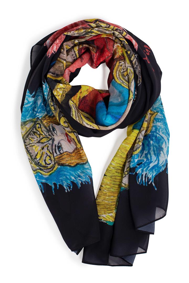 Foulard with Sicilian puppets (black)