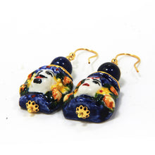 Load image into Gallery viewer, WOMAN EARRINGS WITH CALTAGIRONE HEAD. HAND PAINTED CERAMIC JEWELRY
