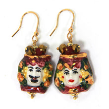 Load image into Gallery viewer, Caltagirone head earrings (burgundy)
