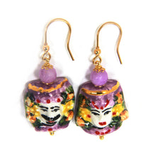 Load image into Gallery viewer, Caltagirone head earrings (violet)
