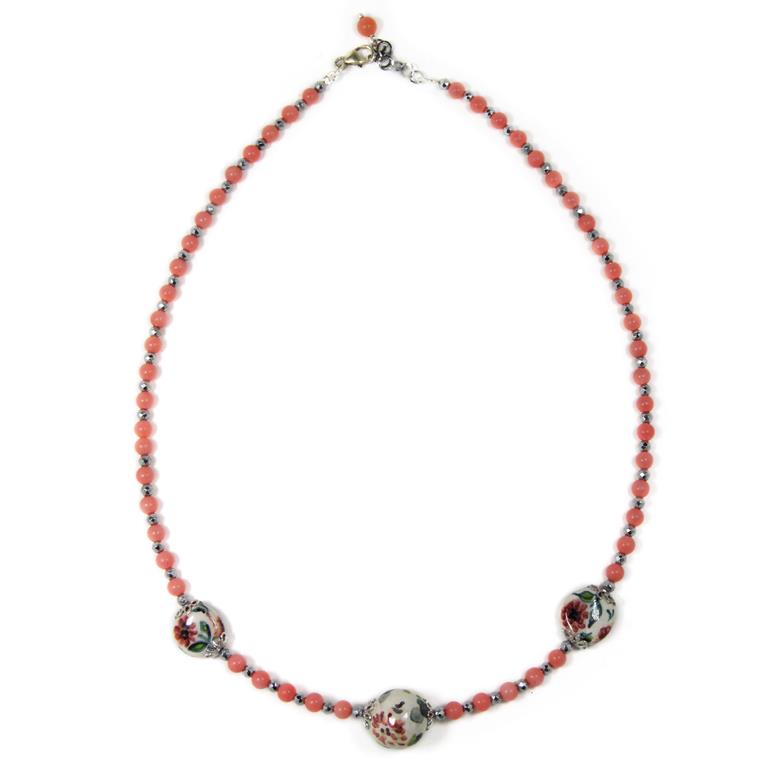 CHOKER NECKLACE WITH PINK CORAL