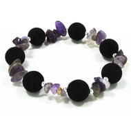 Elastici bracelet with lava from Etna and amethyst