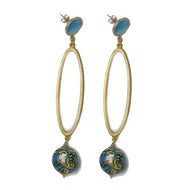 CALTAGIRONE TURQUOISE CRUSHED BALL LONG EARRINGS