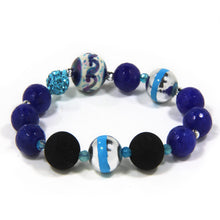 Load image into Gallery viewer, WOMAN ELASTIC BRACELET WITH BALL IN HAND PAINTED CERAMIC. MADE IN ITALY.
