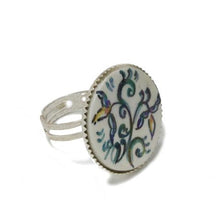 Load image into Gallery viewer, ADJUSTABLE RING WITH LIGHT BLUE FLOWER DESIGN
