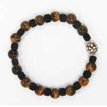 Load image into Gallery viewer, MAN BRACELET IN POROUS LAVA FROM ETNA, TIGER EYE AND CERAMIC. MADE IN ITALY
