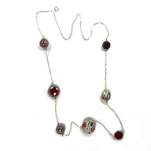 Load image into Gallery viewer, Long steel necklace with ceramic and semi-precious stones
