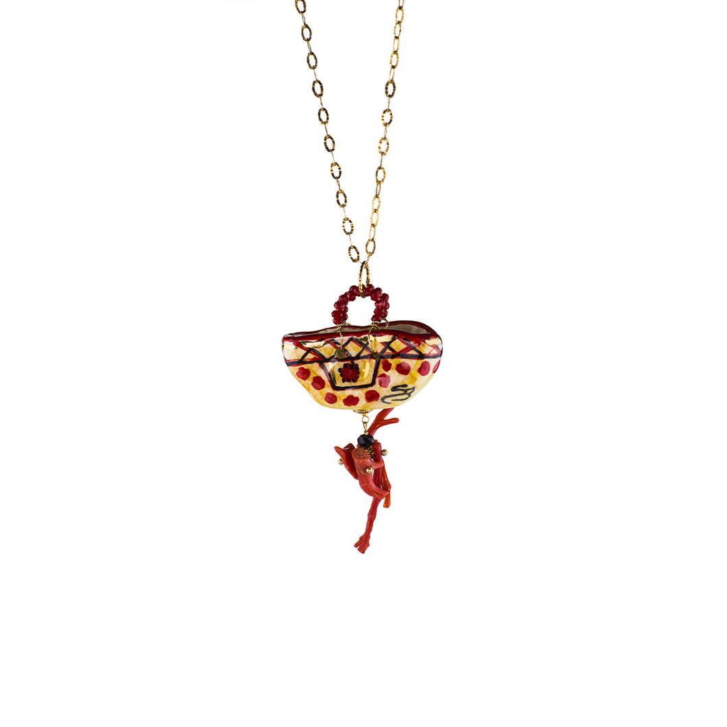 Sicilian bags pendant with coral