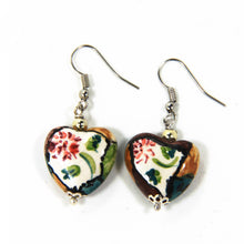Load image into Gallery viewer, HEART SHAPED CERAMIC EARRINGS WITH HAND PAINTED CERAMIC. MADE IN ITALY.
