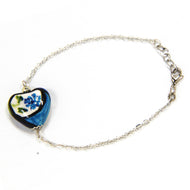 Bracelet with heart-shaped ceramic (blue)