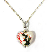 Load image into Gallery viewer, Hand-painted ceramic heart-shaped pendant (prickly pears)
