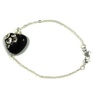 Bracelet with heart-shaped ceramic (black & white)