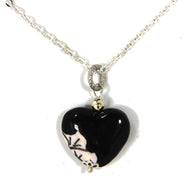 Hand-painted ceramic heart-shaped pendant (black & white)