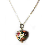Hand-painted ceramic heart-shaped pendant (pink)
