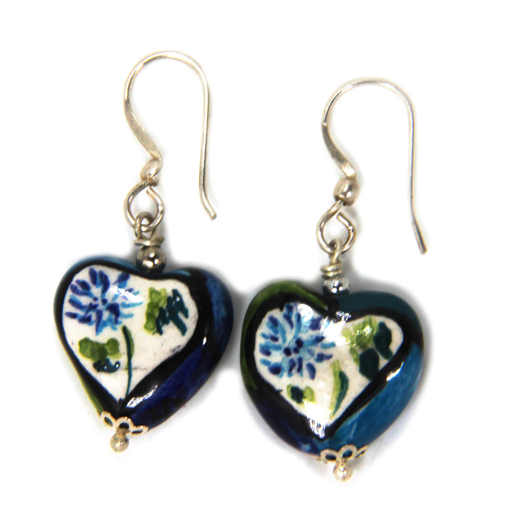 Heart-shaped earrings (blue)